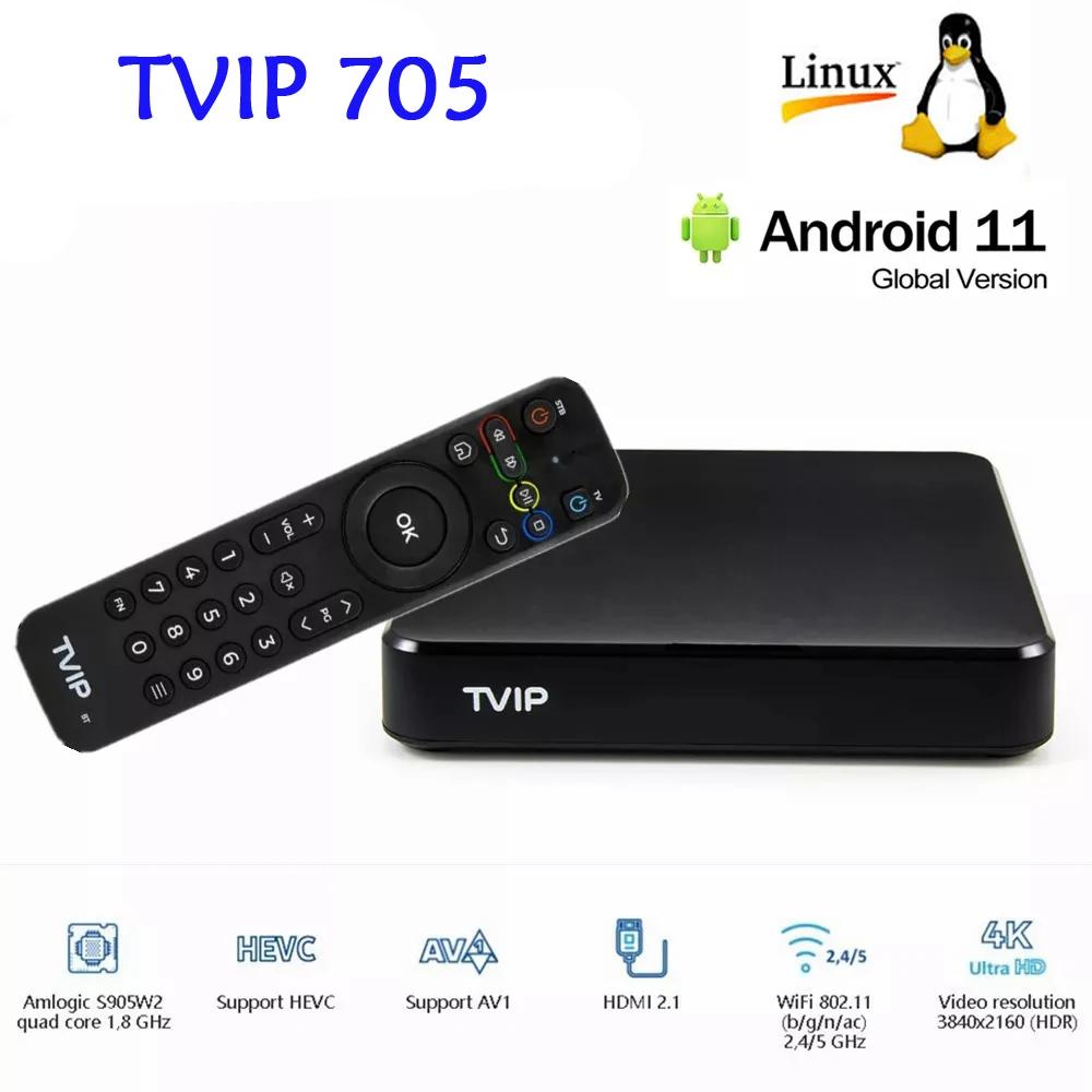 TVIP S-Box 705 Ʈ ̵ ÷̾, 4K Ʈ HD   ȵ̵ 11.0 OS TV BOX, Amlogic S905W2, 2.4/5G WiFi, v.705